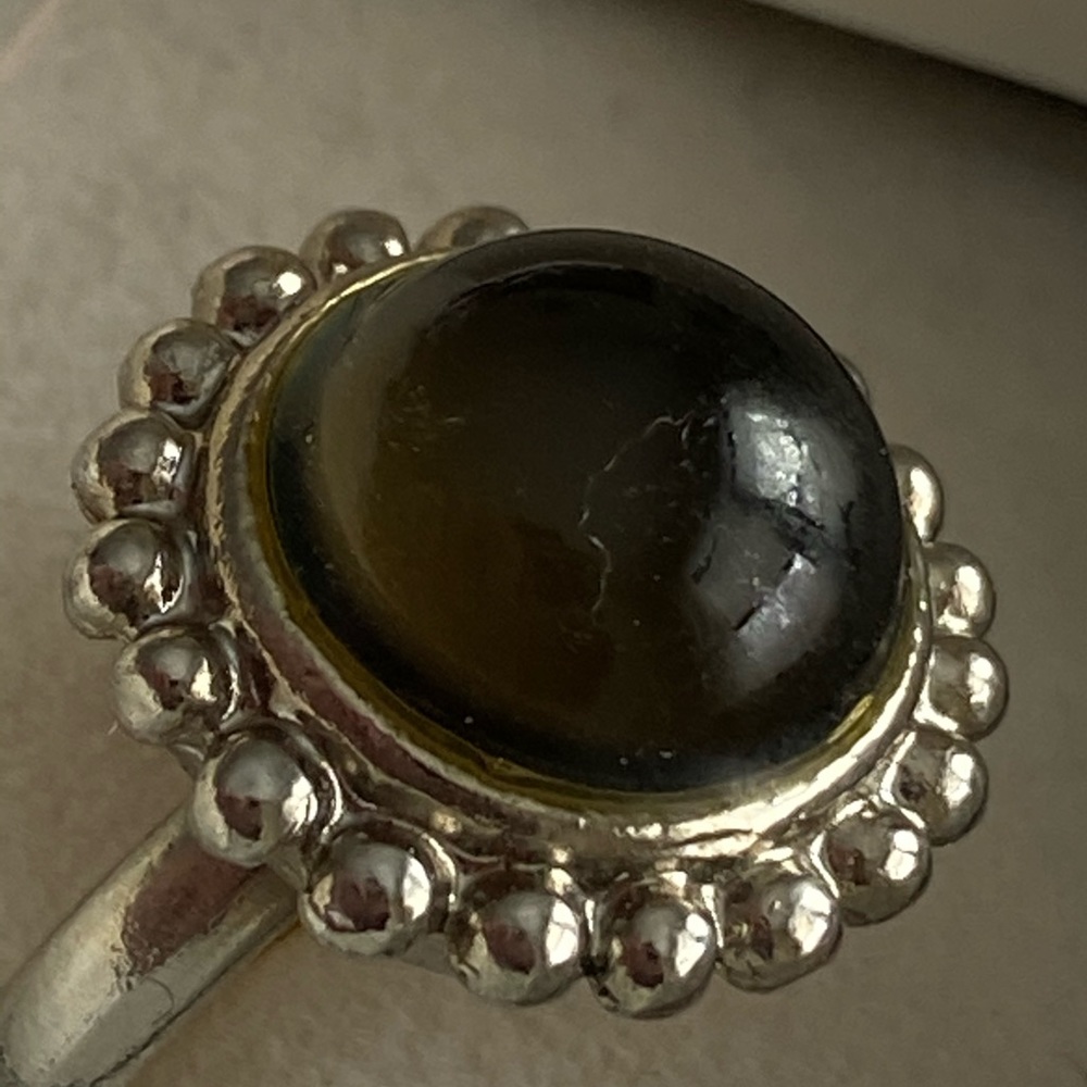 Silver Ring & Translucent Dark Green Center Stone - image 1